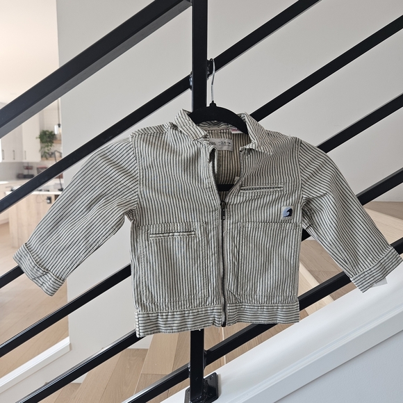 Zara Kids Striped Tan Jean Jacket - Picture 1 of 5